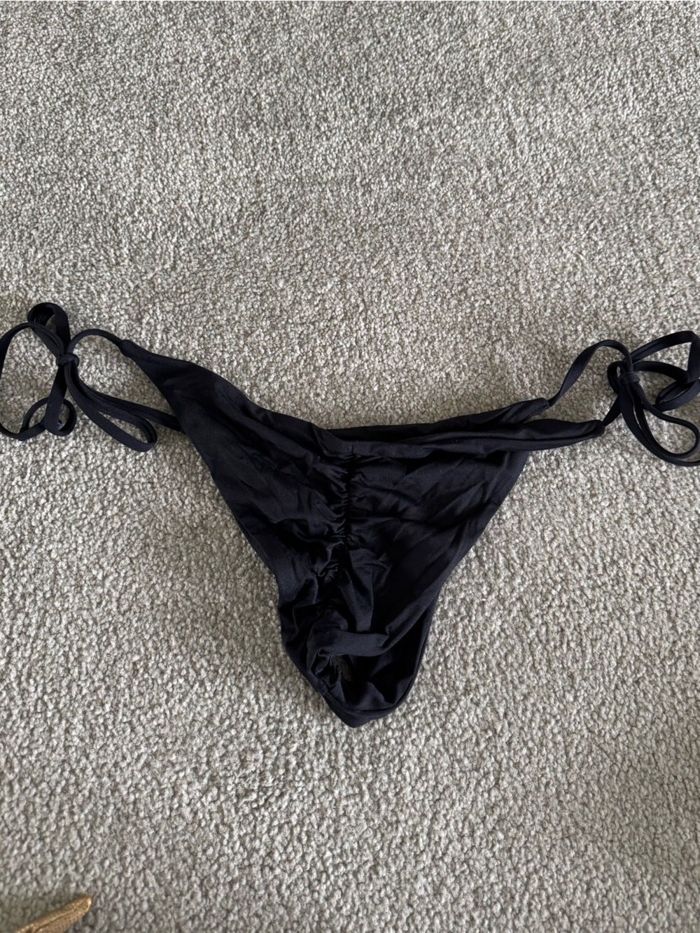Frankie’s Bikinis Black Micro Scrunch Bottom Size Medium NWOT